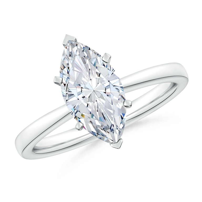 Marquise Diamond Reverse Tapered Shank Solitaire Engagement Ring