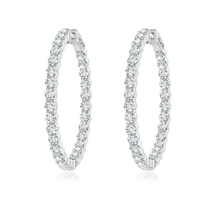 Classic Shared Prong Diamond Inside Out Hoop Earrings
