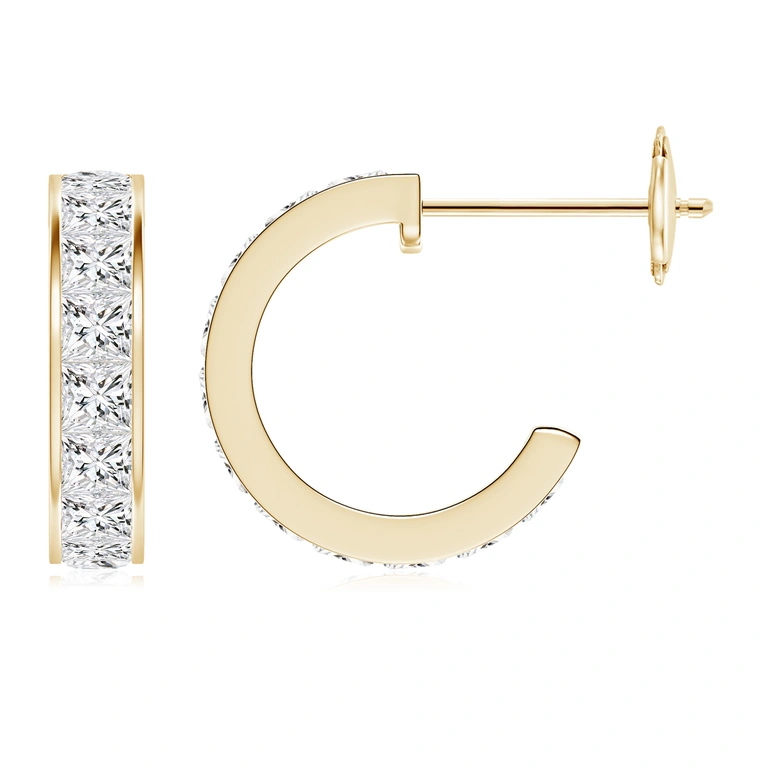 Channel-Set Princess Diamond Huggie Hoop Earrings