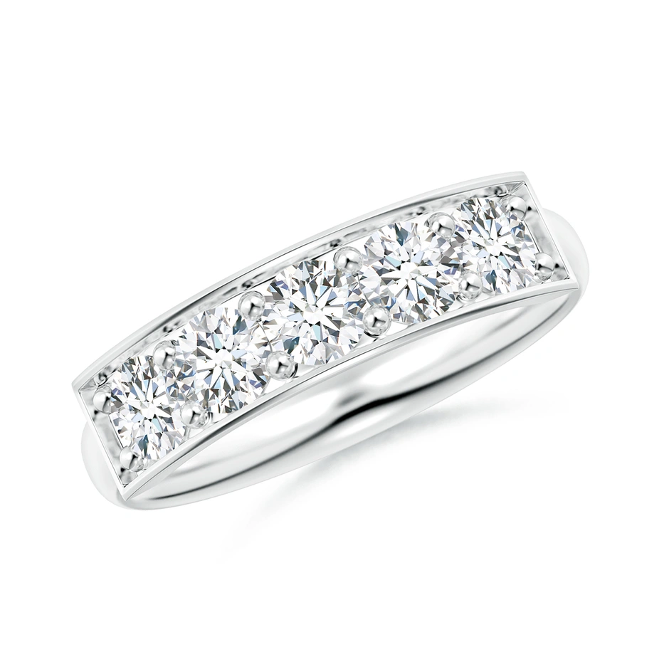 Pave Set Diamond Bar Ring with Milgrain
