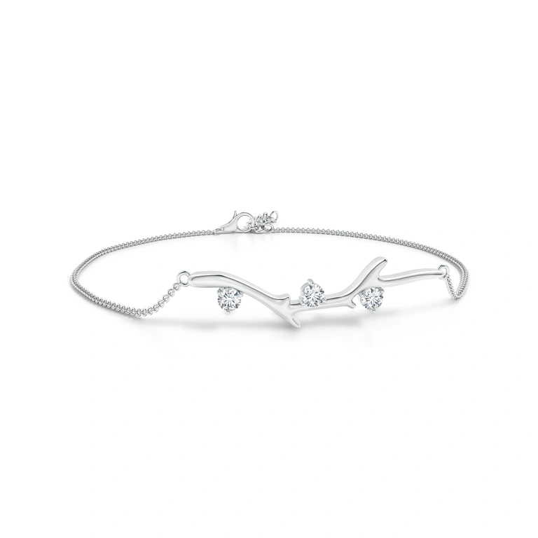 Nature Inspired Round Diamond Tree Branch Bracelet
