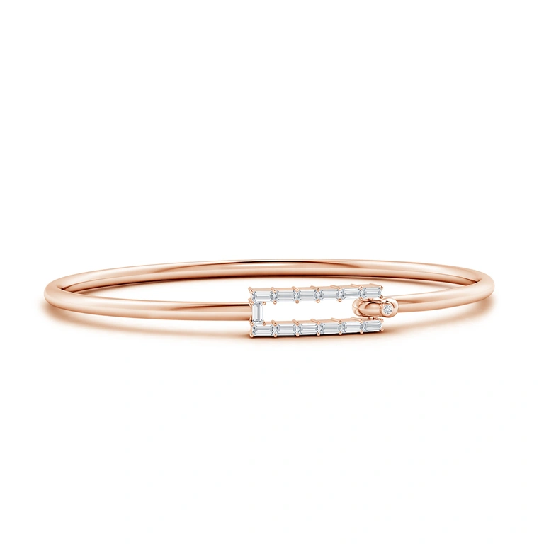 Baguette Diamond Open Rectangle Hook & Eye Flex Bracelet