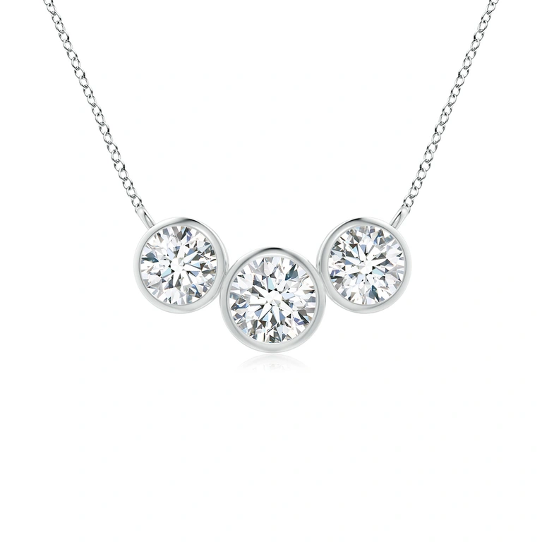 Three Stone Bezel-Set Round Diamond Pendant