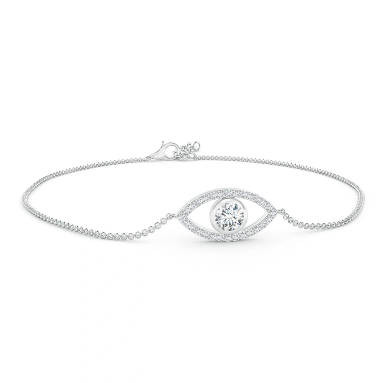Bezel-Set Diamond Evil Eye Bracelet With Accents