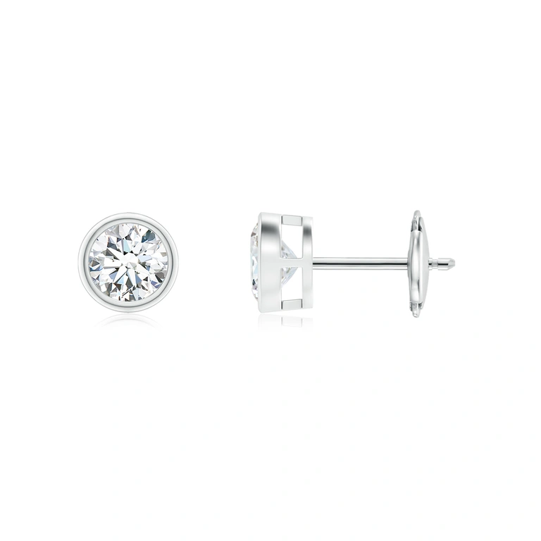 Bezel-Set Diamond Solitaire Stud Earrings