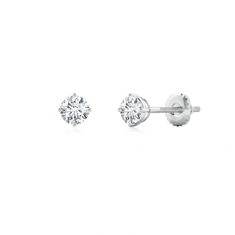 Basket-Set Solitaire Diamond Stud Earrings