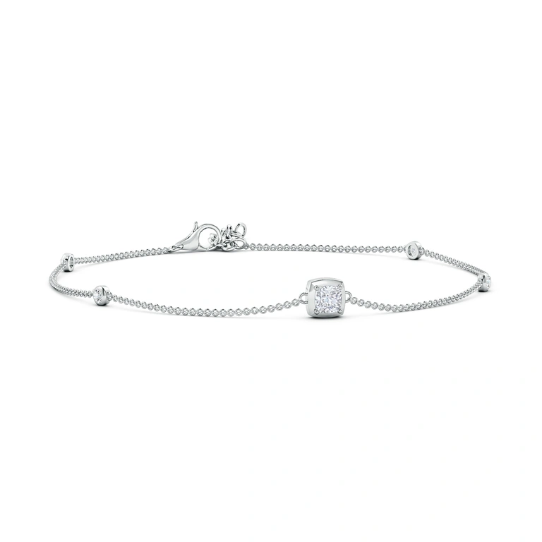 Cushion Diamond Station Bracelet with Bezel-Set Accents