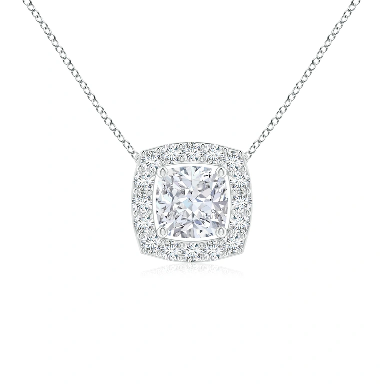 Cushion Diamond Solitaire Floating Halo Pendant