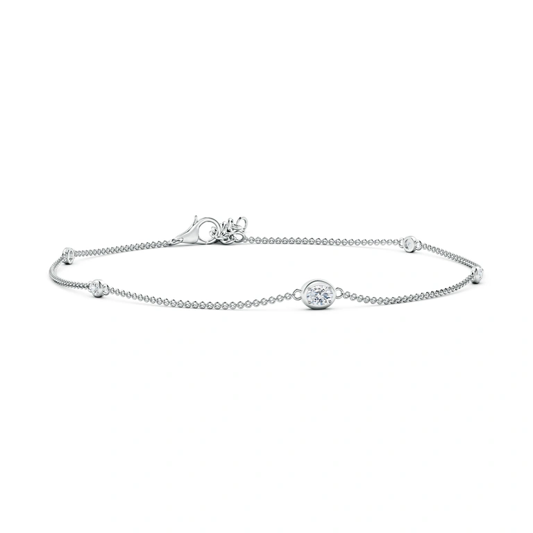 Oval Diamond Station Bracelet with Bezel-Set Accents