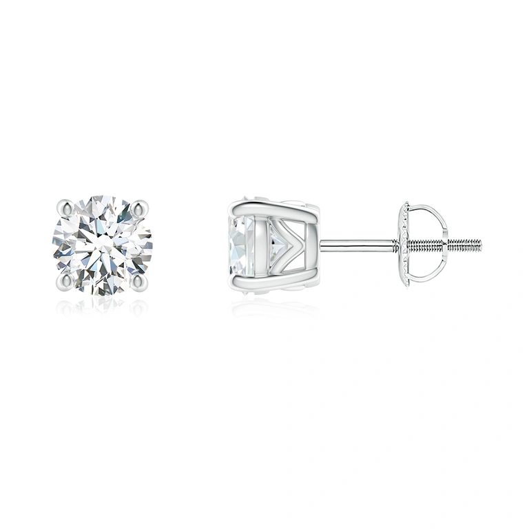 Vintage Style Round Diamond Solitaire Stud Earrings