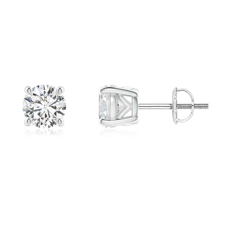 Vintage Style Round Diamond Solitaire Stud Earrings