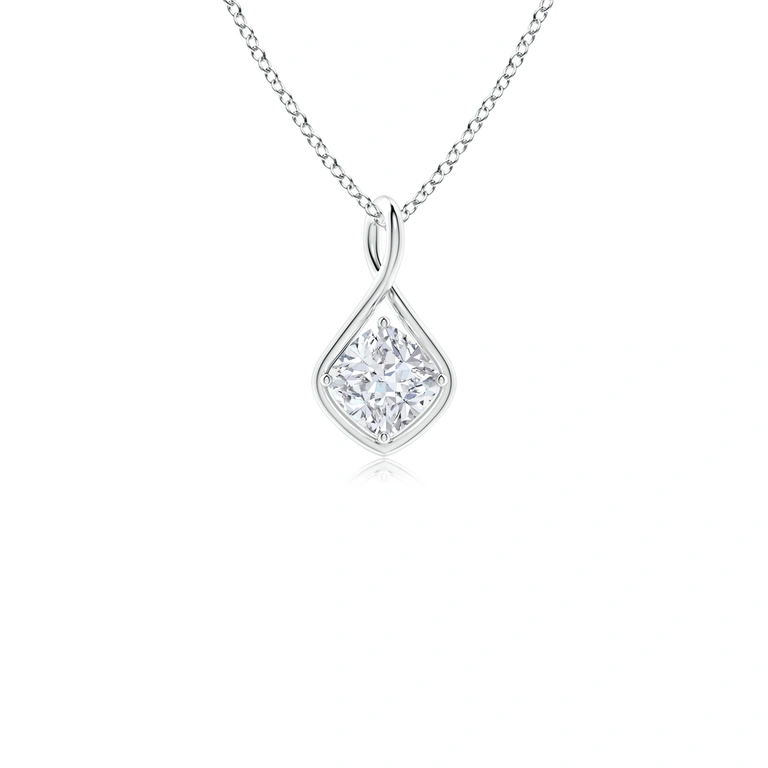 Solitaire Cushion Diamond Twist Bale Pendant