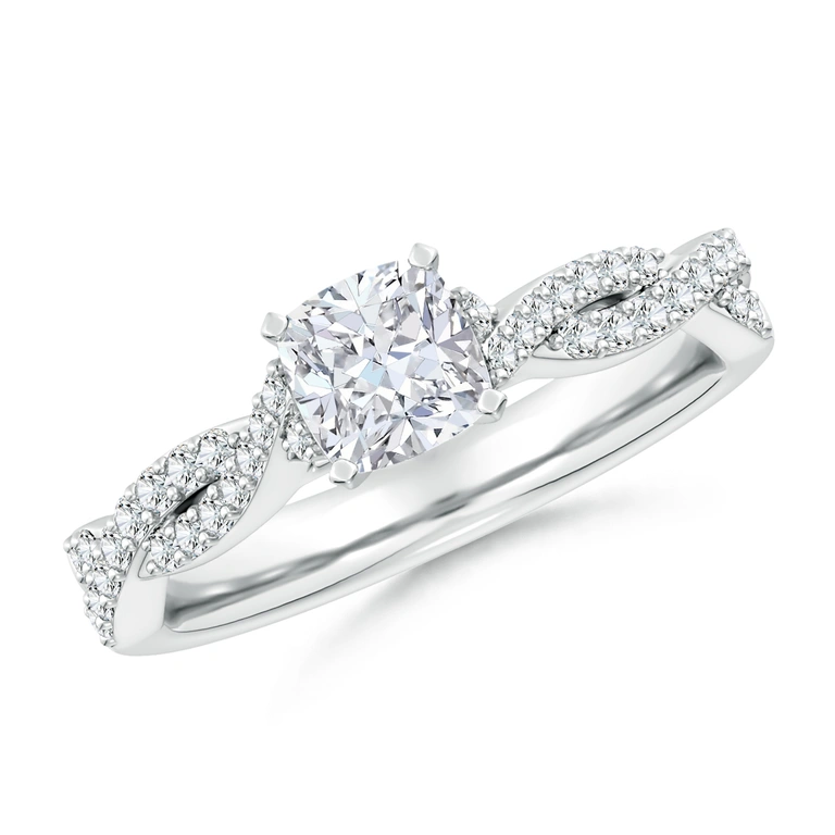 Peg Head Cushion Diamond Twist Shank Engagement Ring