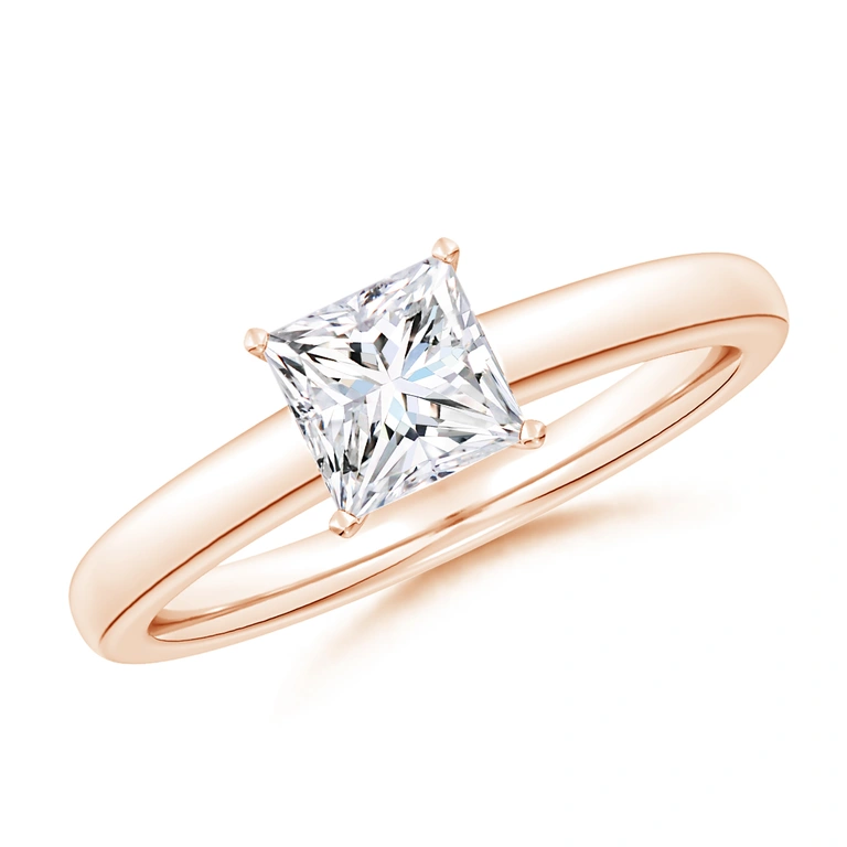 Solitaire Princess-Cut Diamond Tapered Shank Engagement Ring