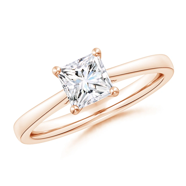 Princess-Cut Diamond Reverse Tapered Shank Cathedral Engagement Ring