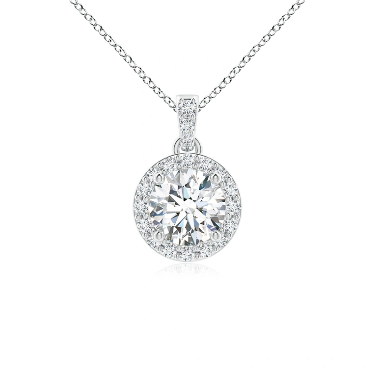 Round Diamond Dangle Pendant with Halo