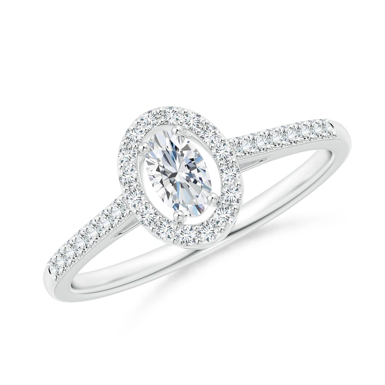 Oval Diamond Halo Engagement Ring with Accents