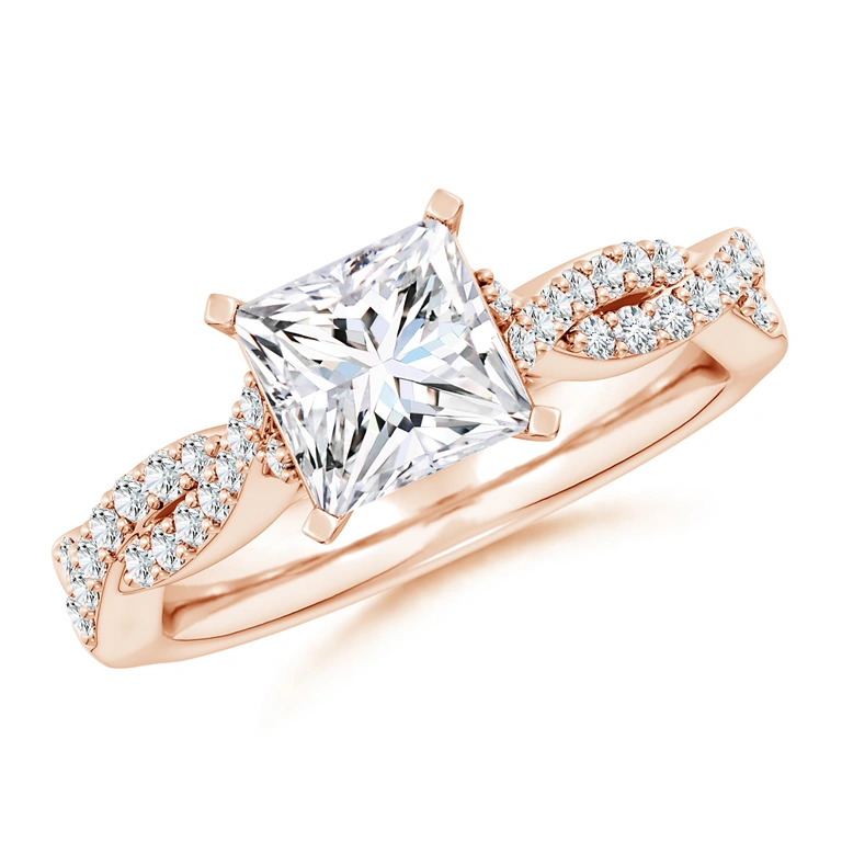 Peg Head Princess-Cut Diamond Twist Shank Engagement Ring