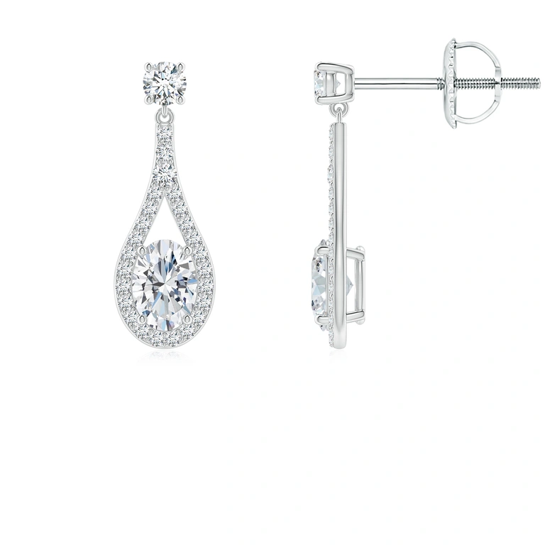 Oval Diamond Drop Earrings with Accents
