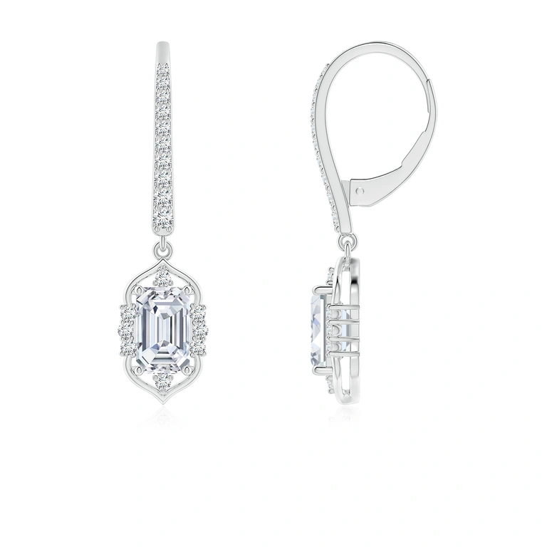 Vintage-Inspired Emerald-Cut Diamond Leverback Earrings