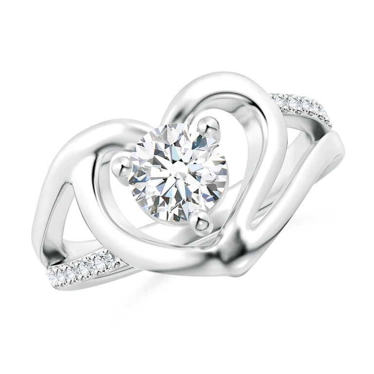 Round Diamond Split Shank Heart Promise Ring