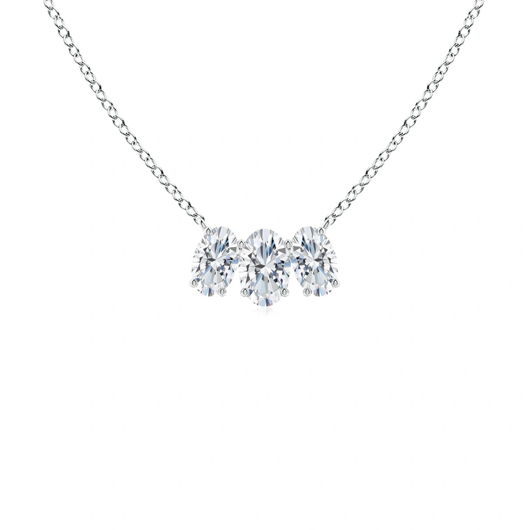 Oval Diamond Three Stone Pendant