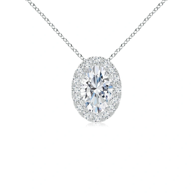 Oval Diamond Halo Pendant