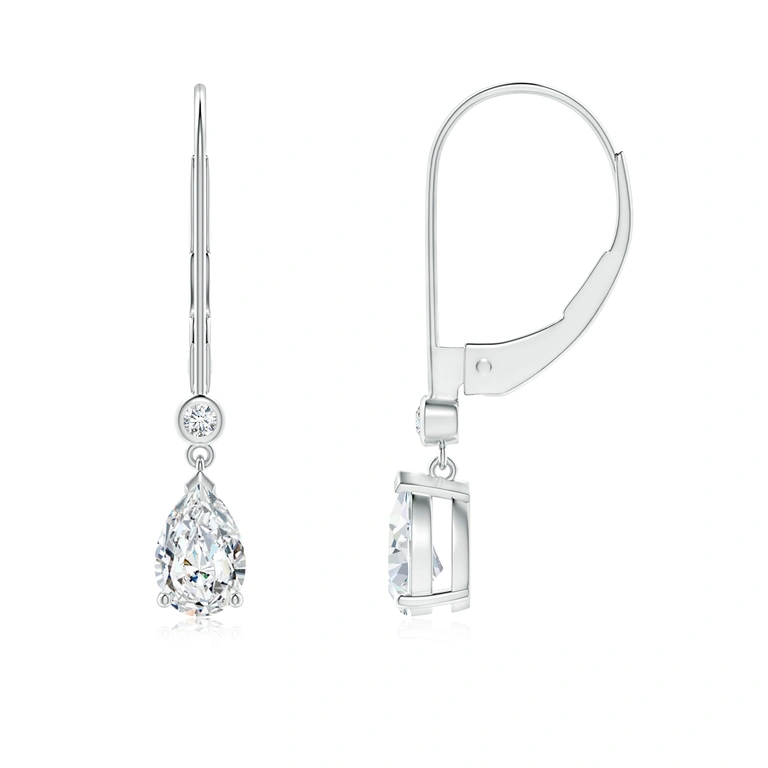 Pear-Shaped Diamond Leverback Drop Earrings with Diamond Accent