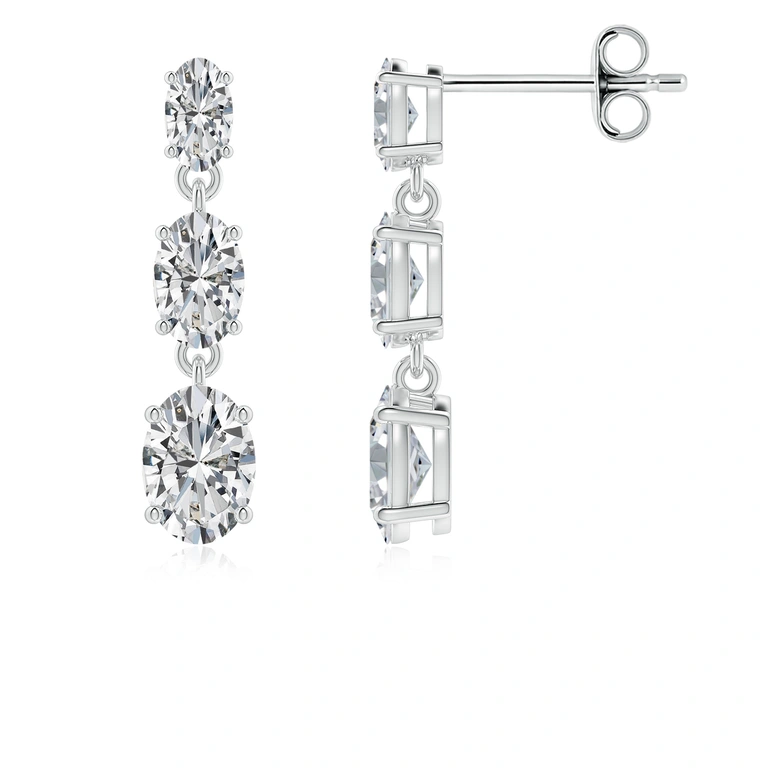 Graduated Oval Diamond Three Stone Earrings