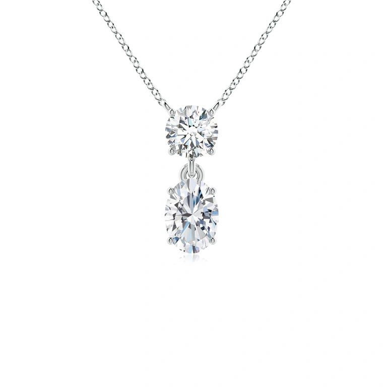 Solitaire Oval Diamond Drop Pendant with Accent