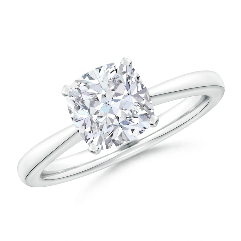 Cushion Diamond Reverse Tapered Shank Solitaire Engagement Ring