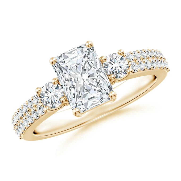 Radiant-Cut Diamond Side Stone Knife-Edge Shank Engagement Ring