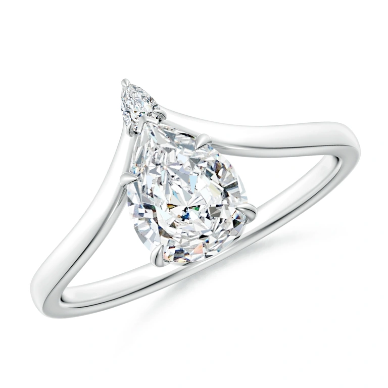 Prong-Set Pear Diamond Chevron Engagement Ring