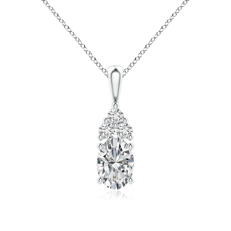 Oval Diamond Solitaire Pendant with Trio Diamond