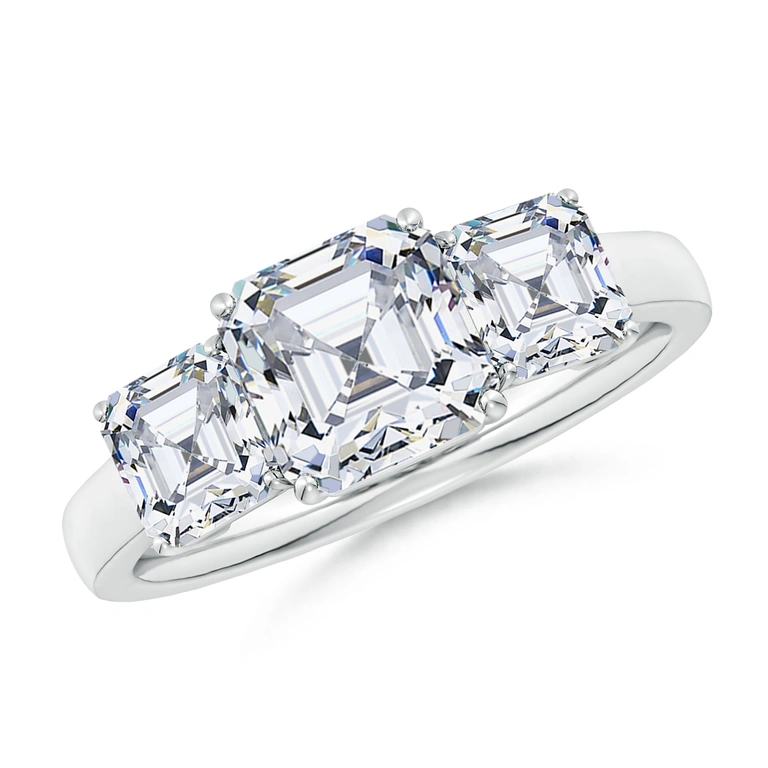 Asscher-Cut Diamond Three Stone Classic Engagement Ring