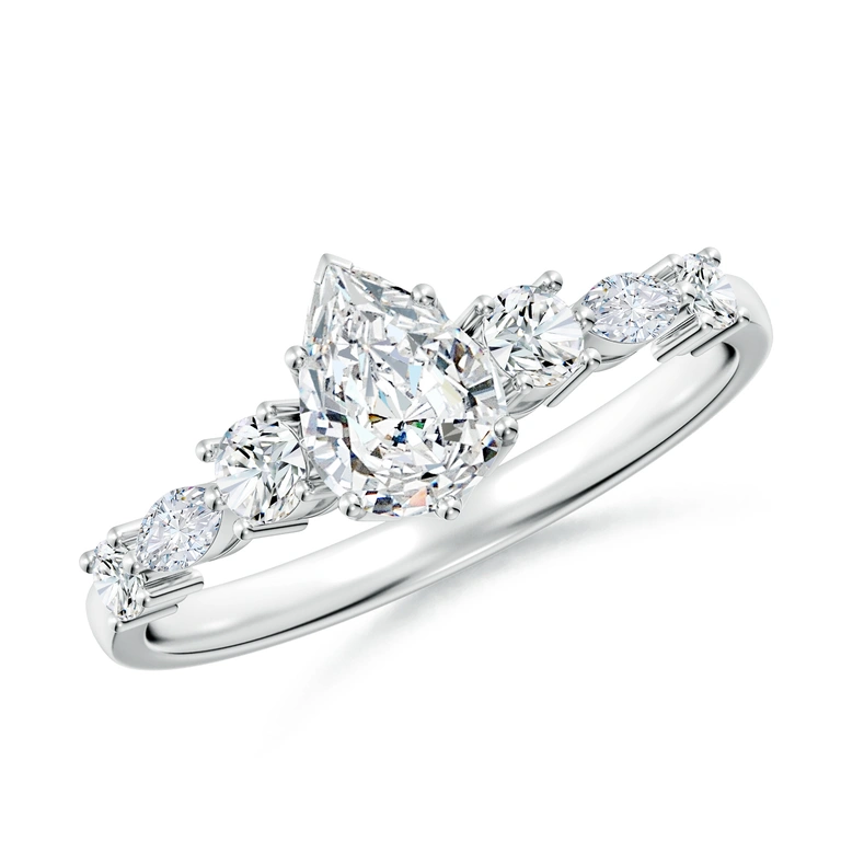 Classic Pear Diamond Side Stone Engagement Ring