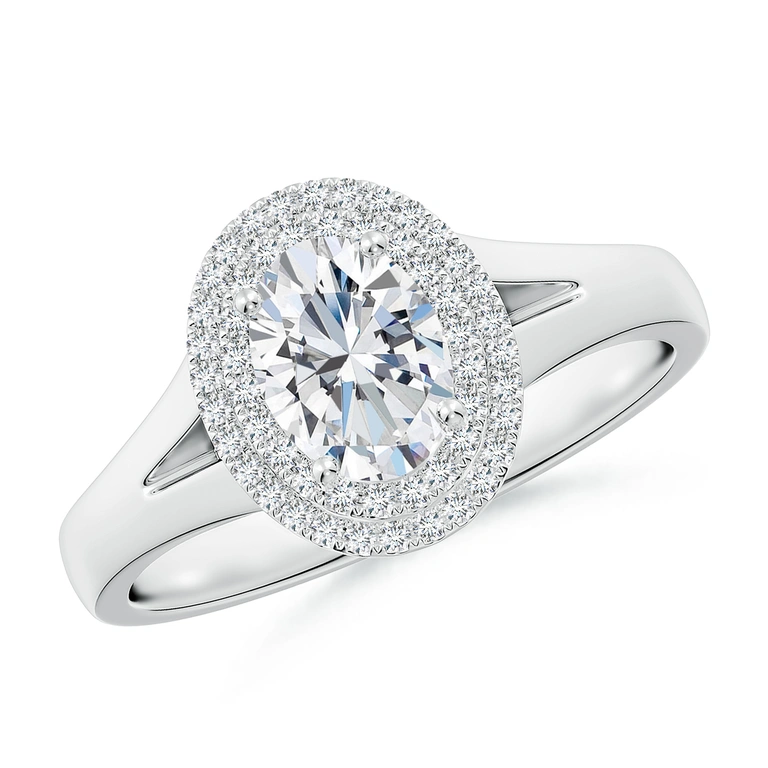 Oval Diamond Double Halo Engagement Ring