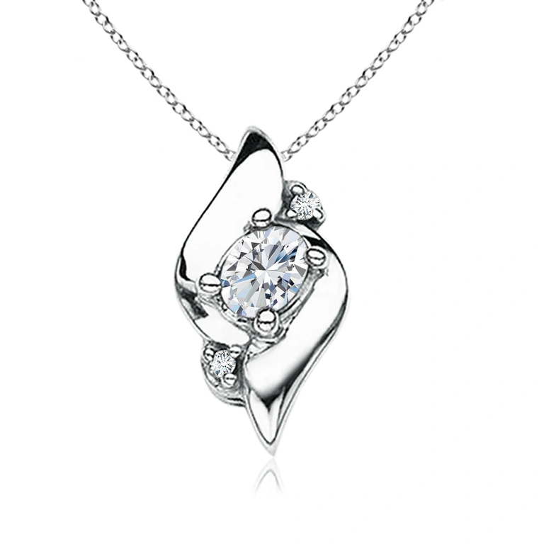 Shell Style Oval Diamond Pendant