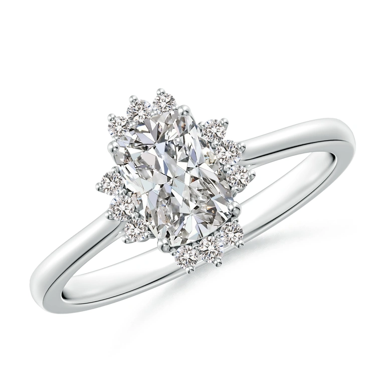 Prong-Set Cushion Rectangular Diamond Halo Engagement Ring