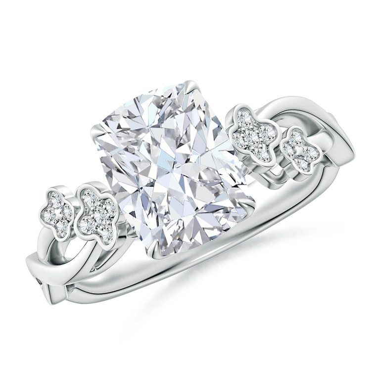 Nature-Inspired Cushion Rectangular Diamond Floral Engagement Ring