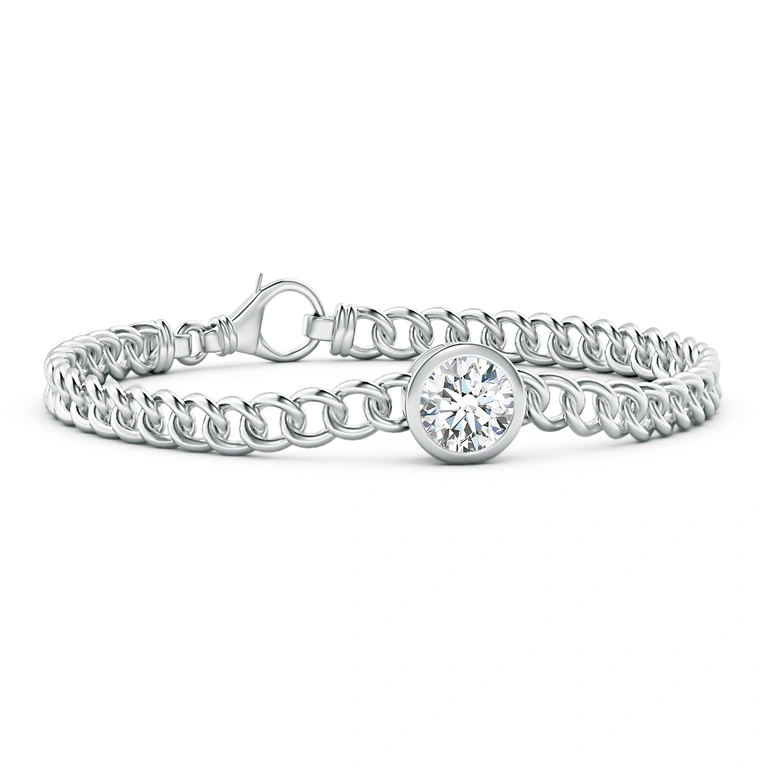 Bezel-Set Round Diamond Chain Bracelet