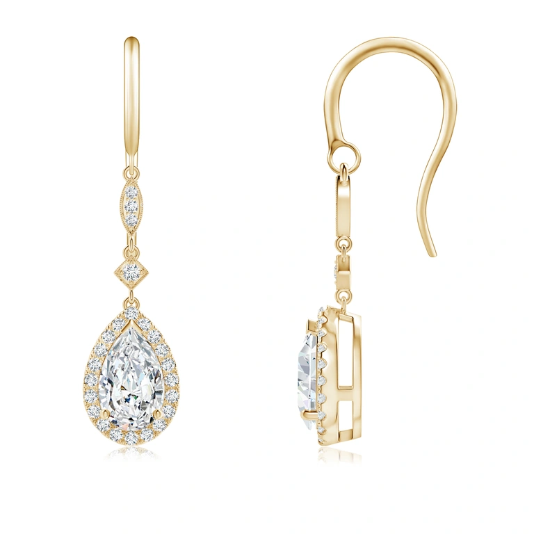Pear-Shaped Diamond Halo Dangle Earrings
