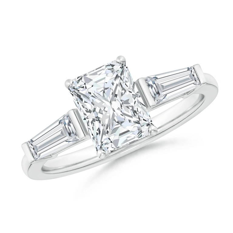 Radiant-Cut and Tapered Baguette Diamond Side Stone Engagement Ring