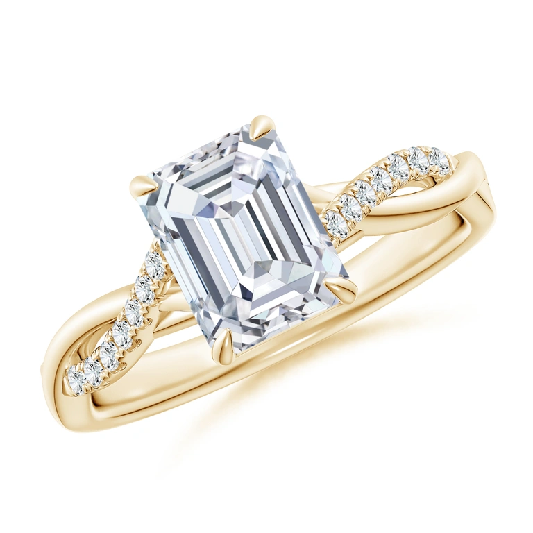 Emerald-Cut Diamond Twisted Shank Engagement Ring