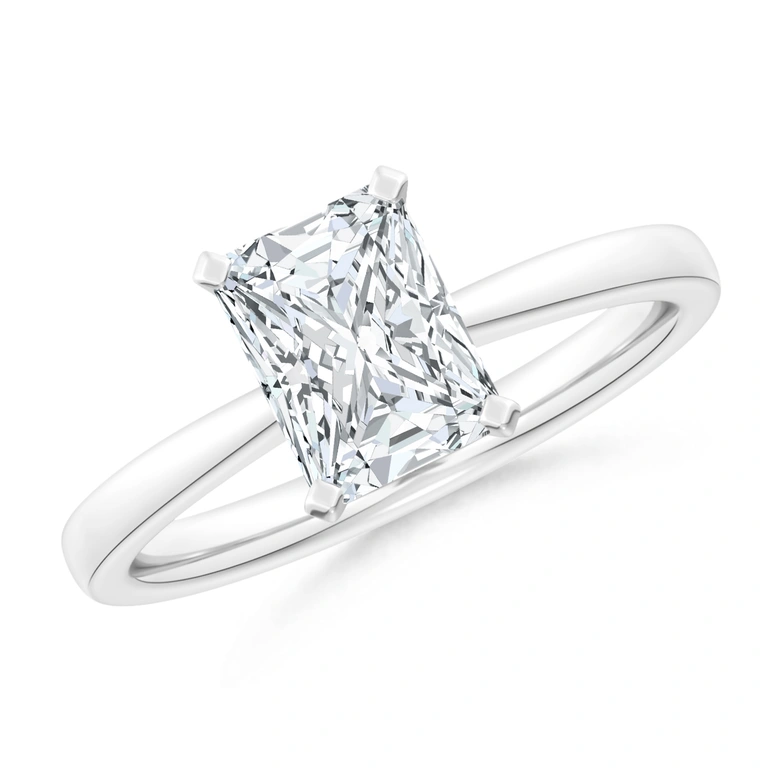 Radiant-Cut Diamond Reverse Tapered Shank Solitaire Engagement Ring