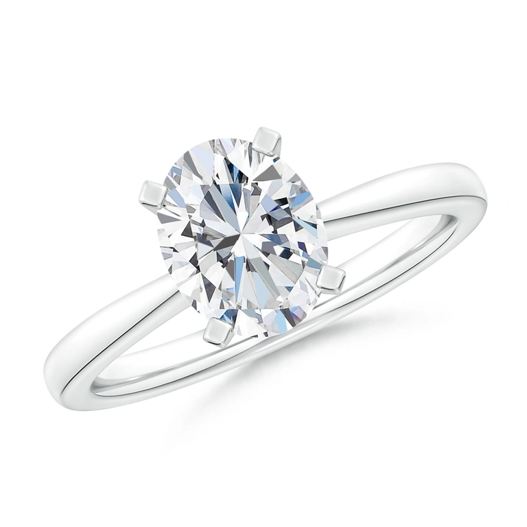 Oval Diamond Reverse Tapered Shank Solitaire Engagement Ring